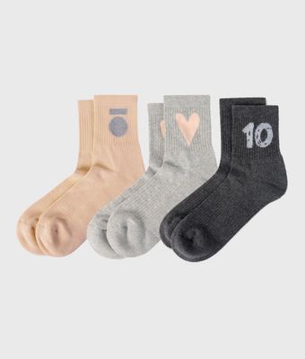 10DAYS Socks 3 pack peach/grey