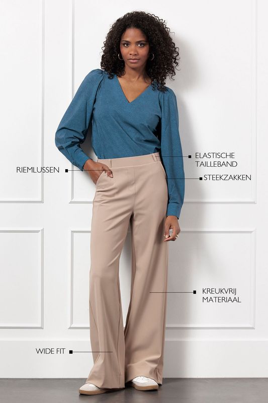 STUDIO ANNELOES Lexie bonded trousers latte