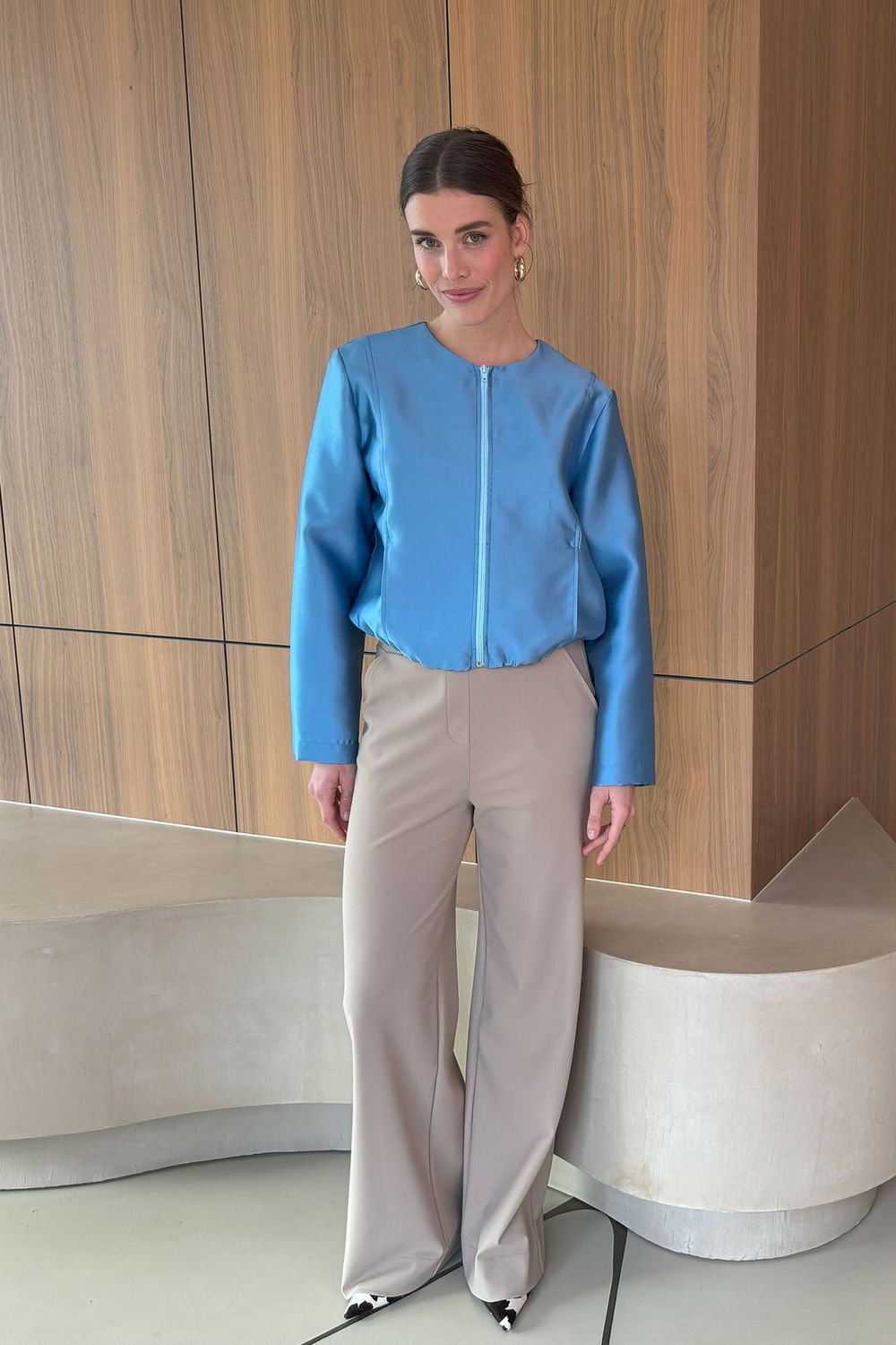 STUDIO ANNELOES Lexie bonded trousers latte
