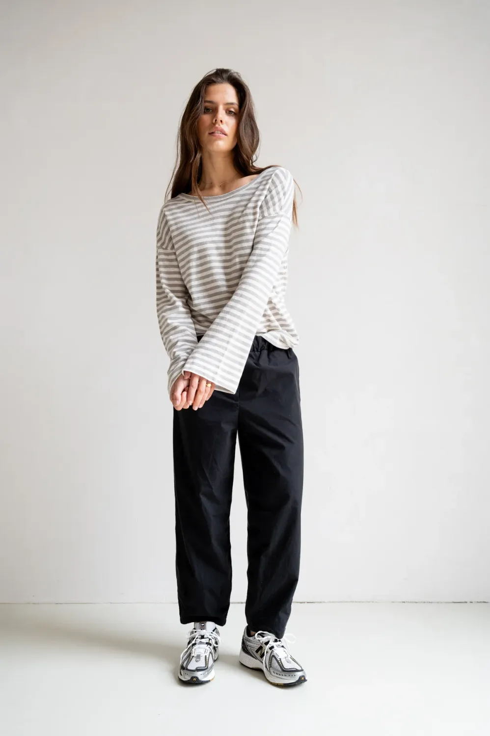 Penn&amp;Ink N.Y. Longsleeve stripe ecru/cool grey