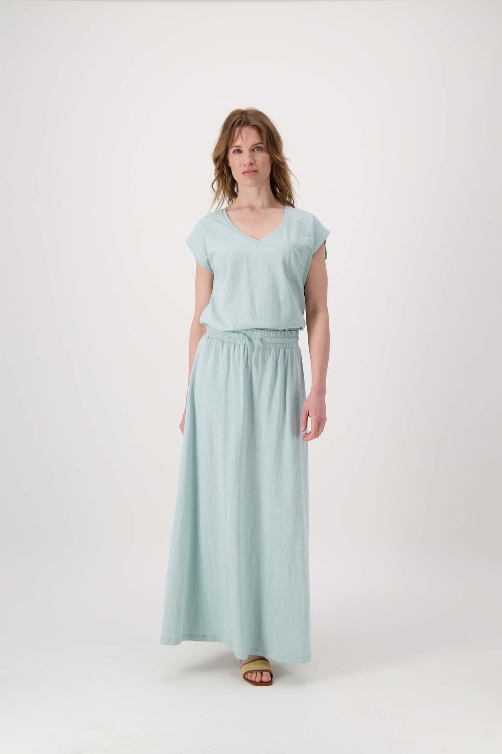 ZUSSS Lange wijde jersey rok blauw