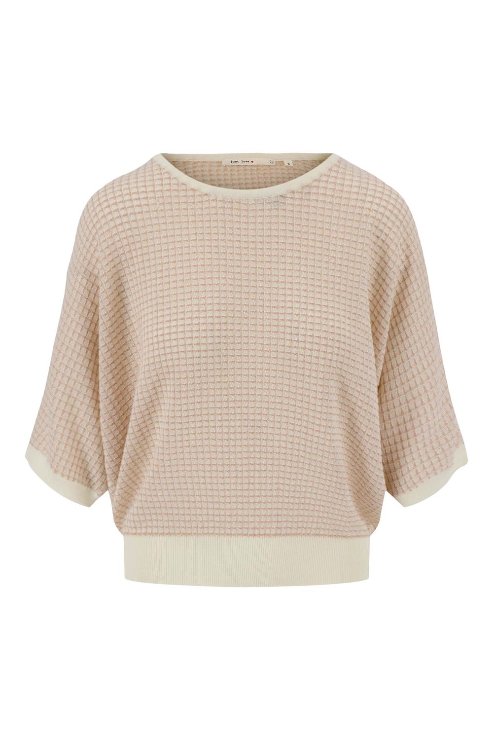 ZUSSS Ronde hals brei trui met lurex sand