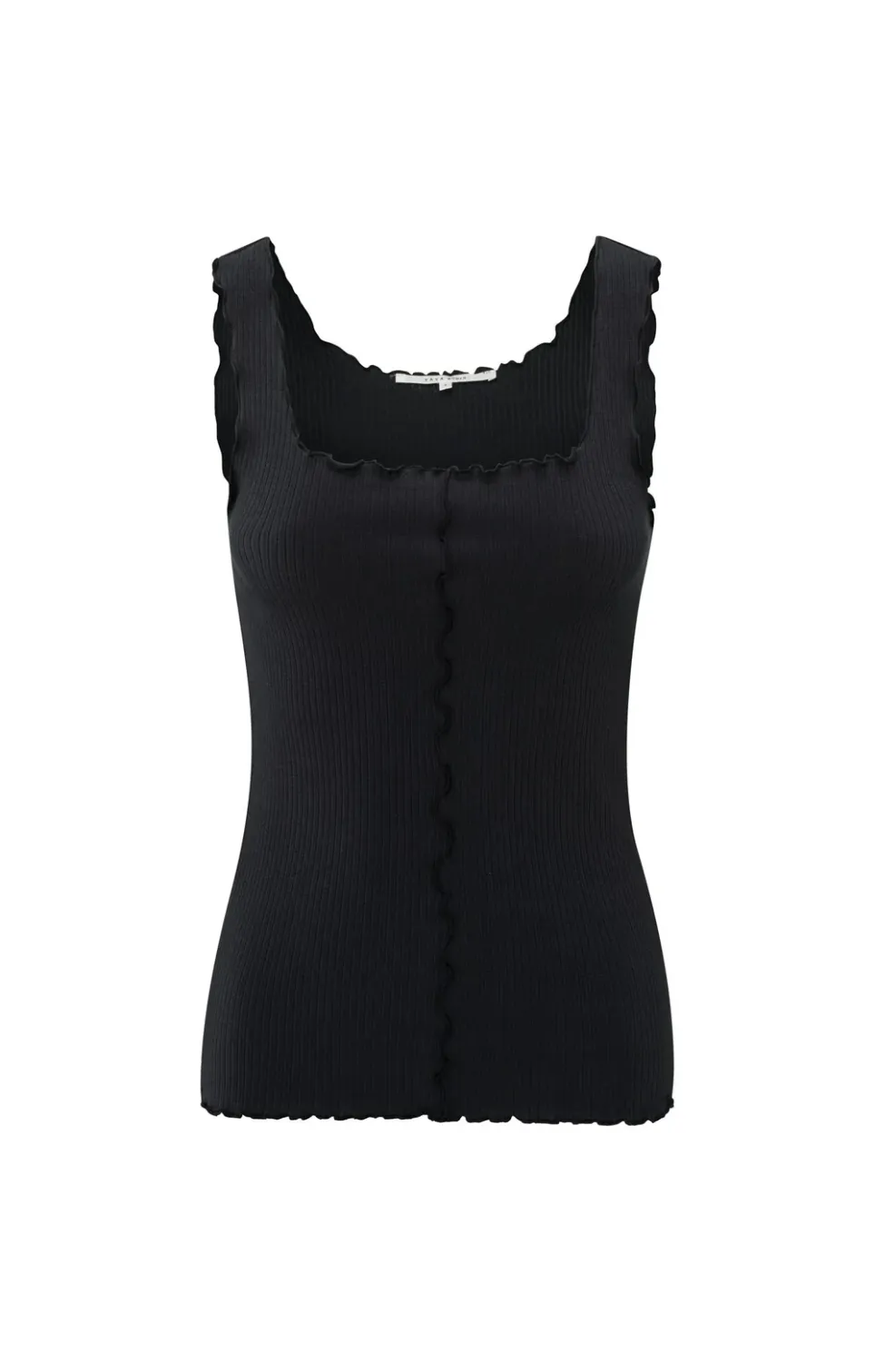 Yaya woman Singlet with frilled seams WASHED BLACK
