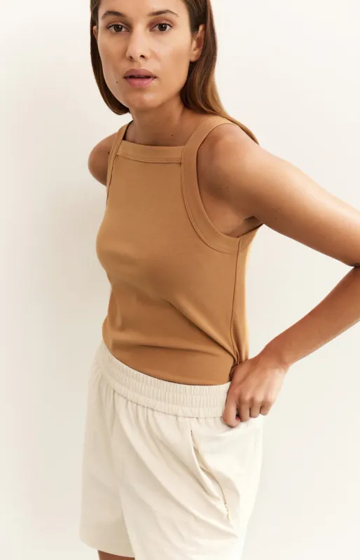 Yaya woman Sleeveless top with straight n CHIPMUNK BROWN