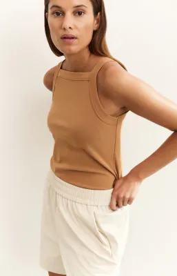 Yaya woman Sleeveless top with straight n CHIPMUNK BROWN