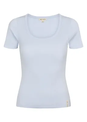 Esmé Studios ESBlossom Wide O-neck Top GOTS blauw