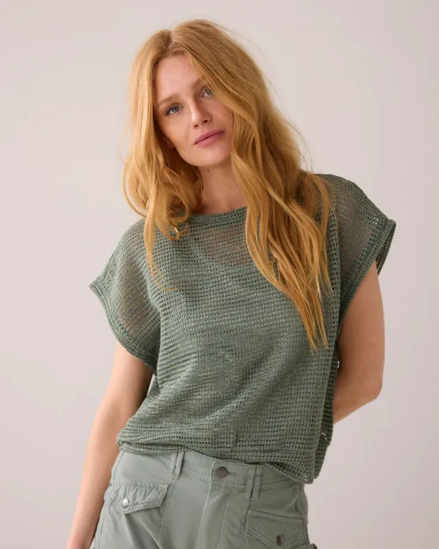 Summum Oversized top gauze groen