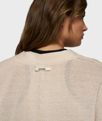 10DAYS V-neck cardigan mesh sand/light earth