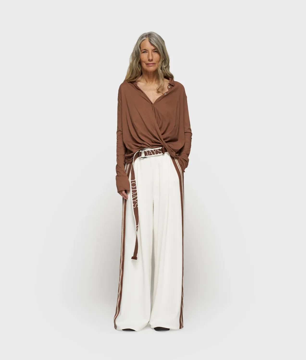 10DAYS Wide pants tape ecru