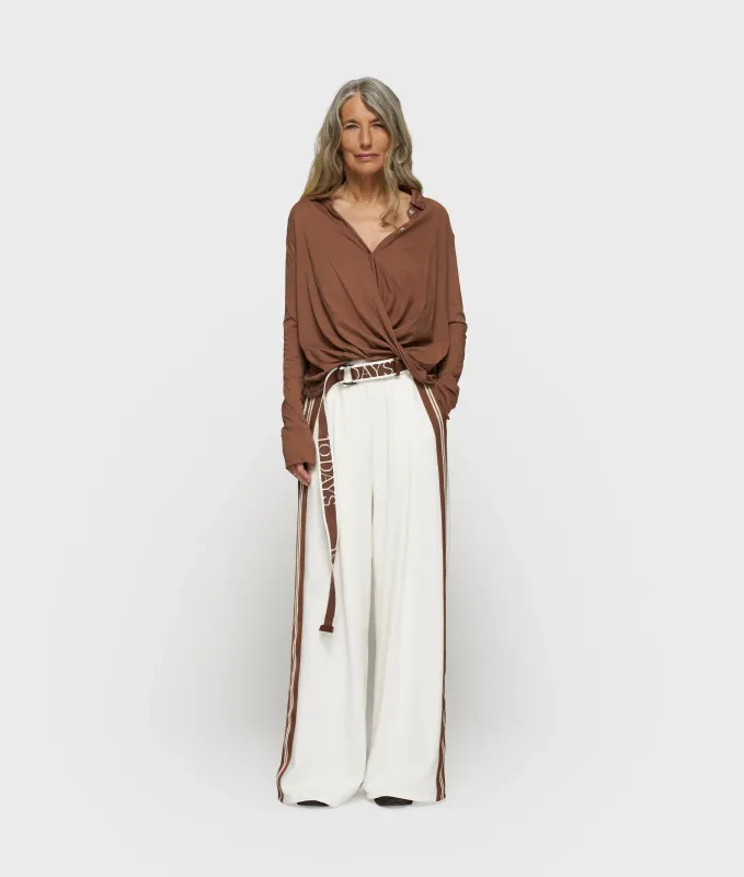 10DAYS Wide pants tape ecru