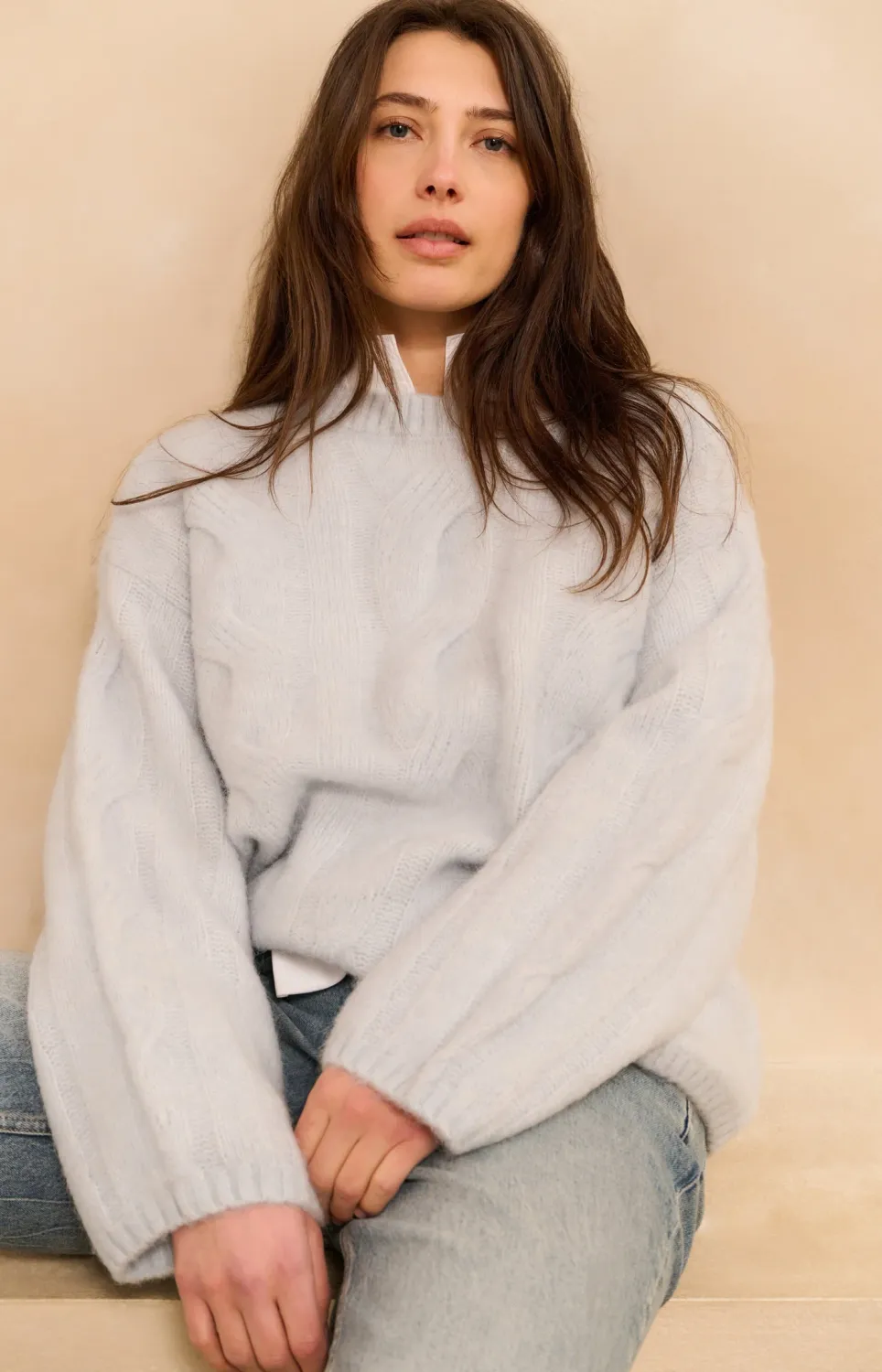 YaYa Soft cable knit sweater SECRET SPACES GREY
