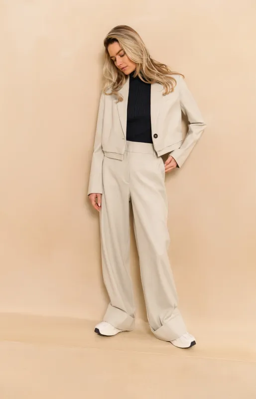 YaYa Trousers with turn-ups CLOUD GREY MELANGE