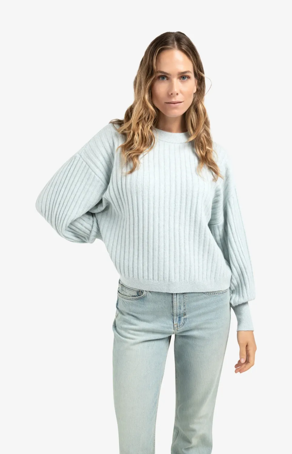 YaYa Ribbed sweater with round neck SECRET SPACES GREY