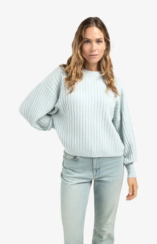 YaYa Ribbed sweater with round neck SECRET SPACES GREY