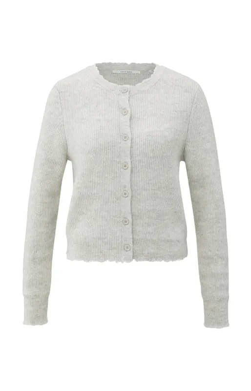 YaYa Cardigan with trim details CLOUD GREY MELANGE