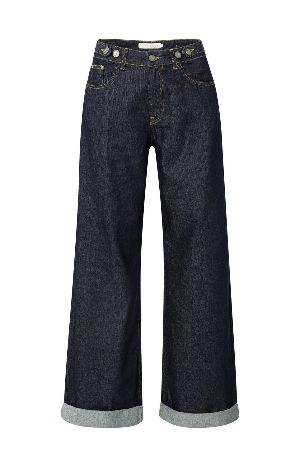 YaYa Loose fit denim with roll-ups DARK BLUE DENIM