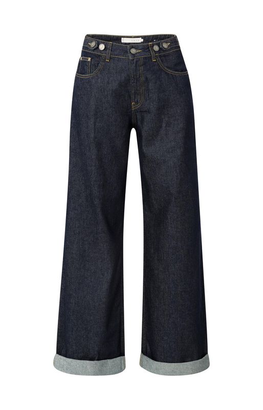 YaYa Loose fit denim with roll-ups DARK BLUE DENIM