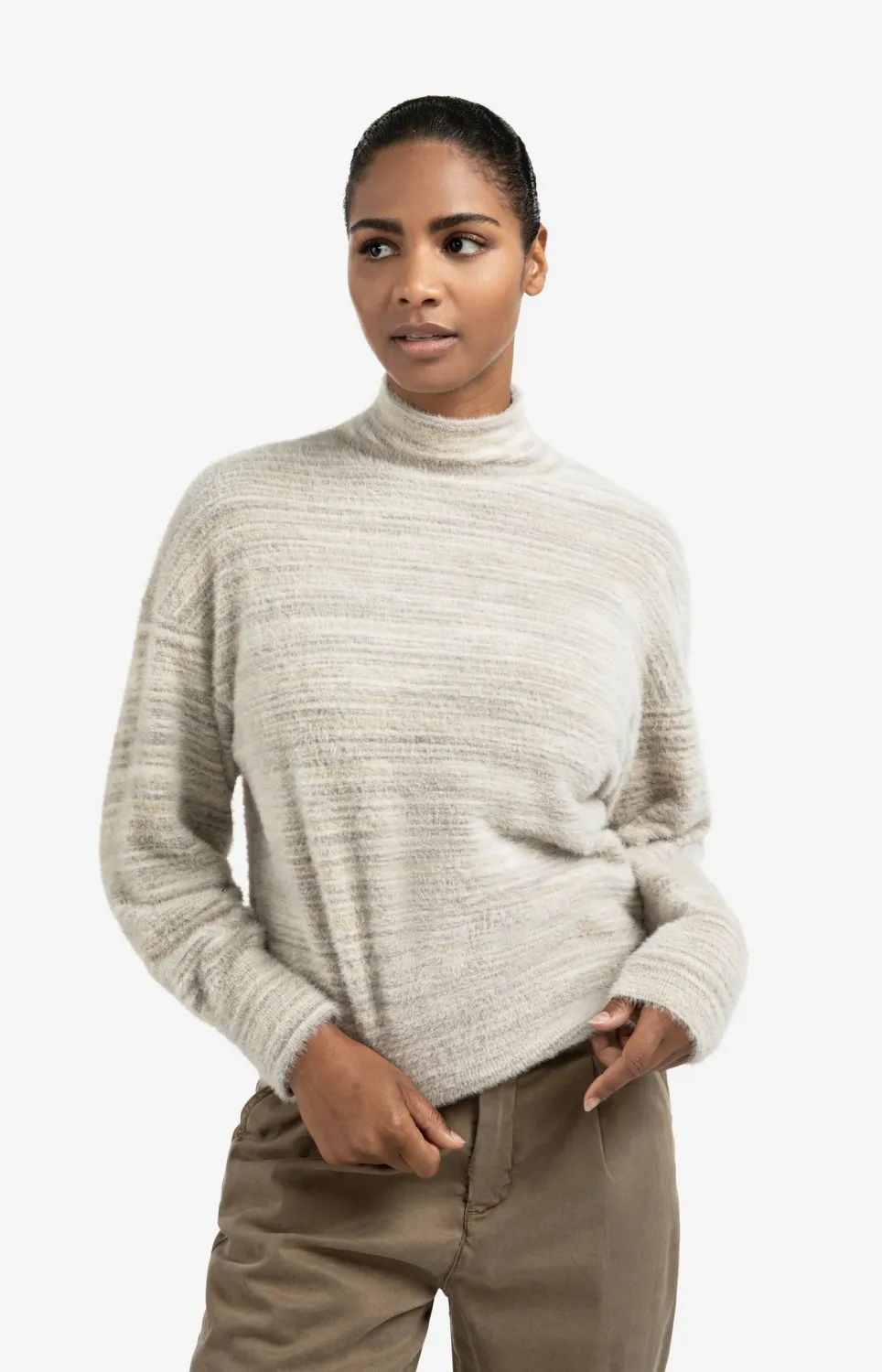 YaYa Space dye sweater BROWNISH GREY MELANG