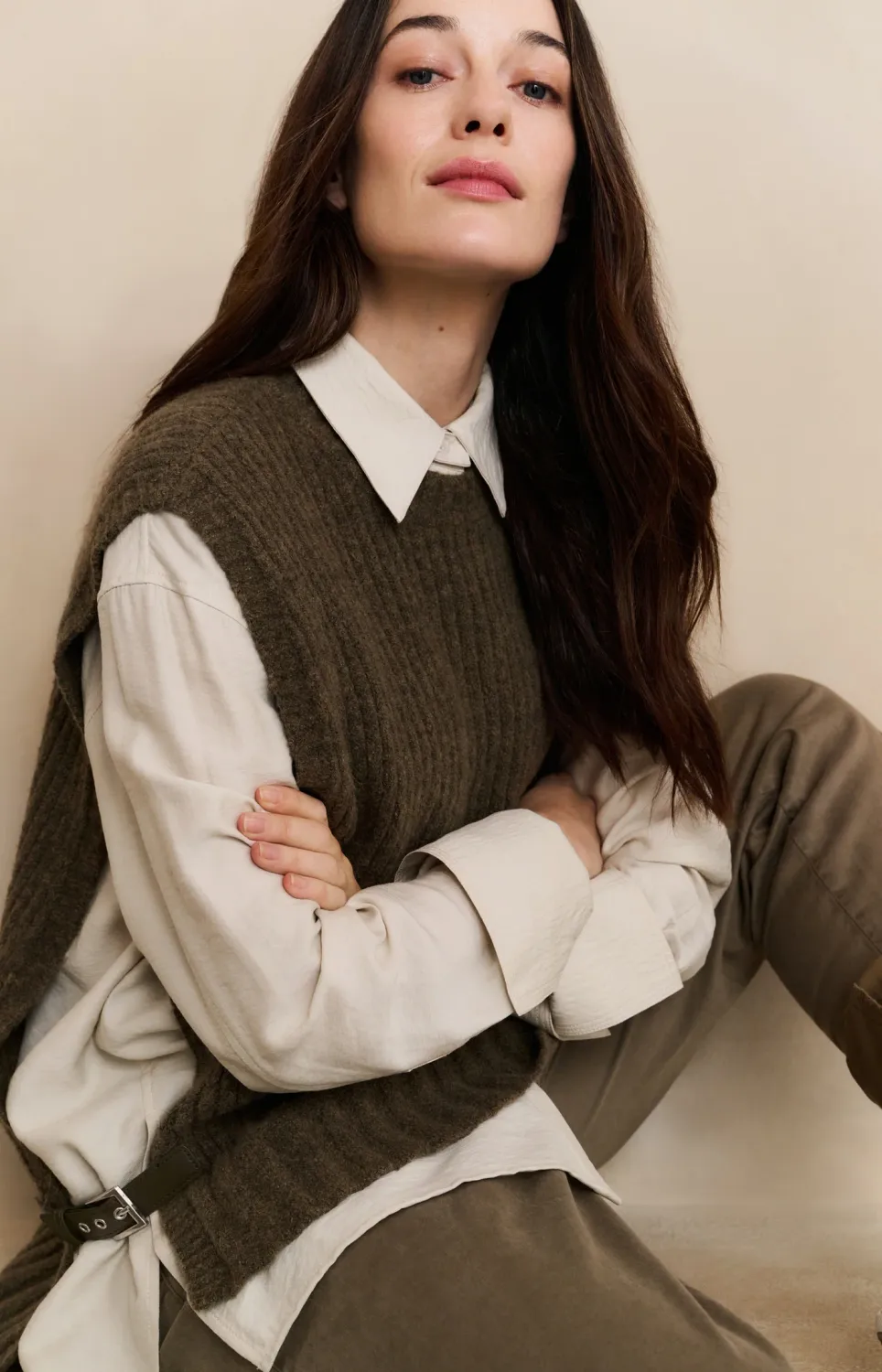 YaYa Rib stitch spencer with detail CAPERS MELANGE