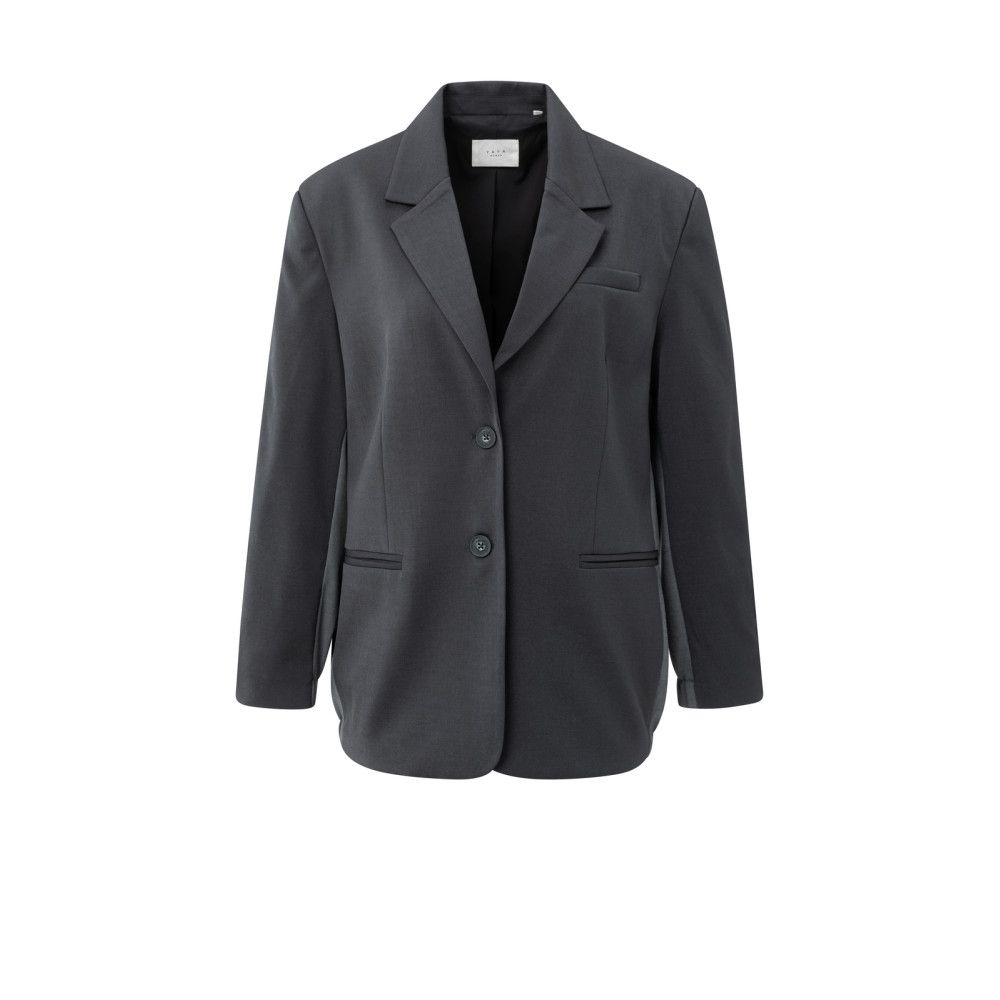 YaYa Woven loose fit blazer with bo OYSTER BLACK