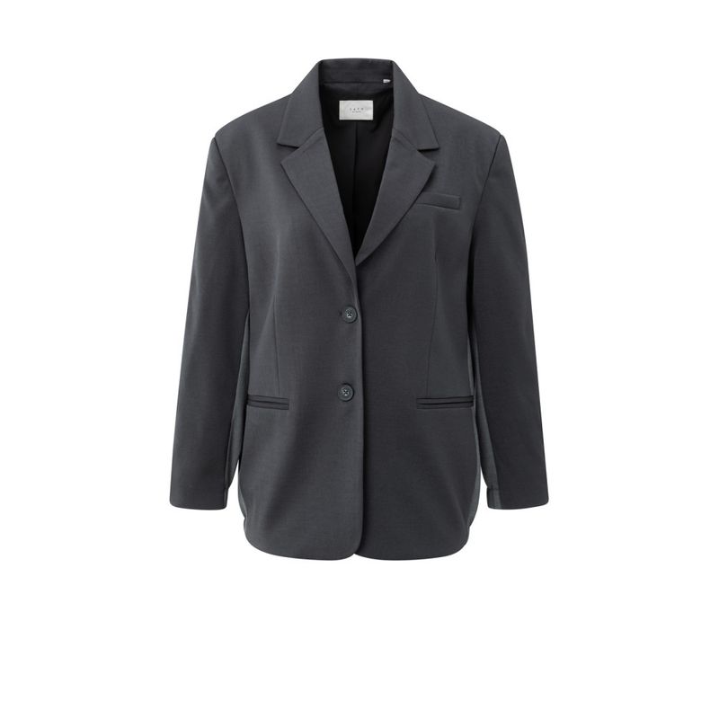 YaYa Woven loose fit blazer with bo OYSTER BLACK