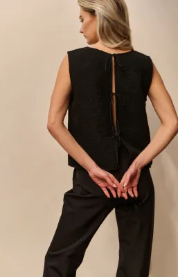 YaYa Sleeveless top with bows BLACK