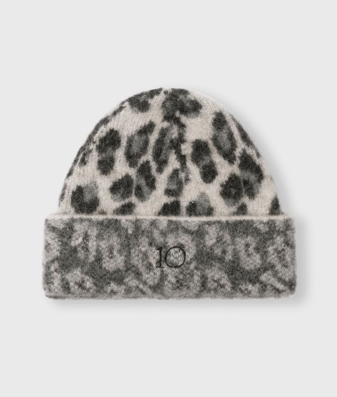 10 Days knit beanie leopard soft white melee