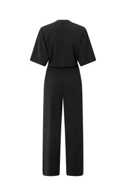 YaYa Jumpsuit with short sleeves BLACK