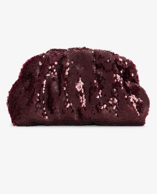 Sui ava Sequin Clutch Bag Burgundy