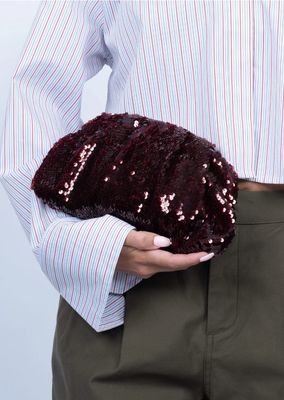 Sui ava Sequin Clutch Bag Burgundy