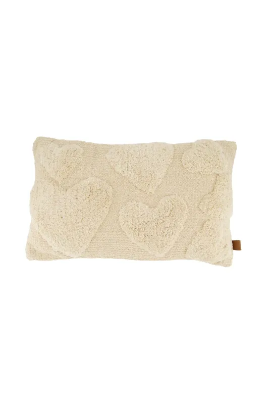 Zusss kussen hartjes 30x50cm ecru ecru