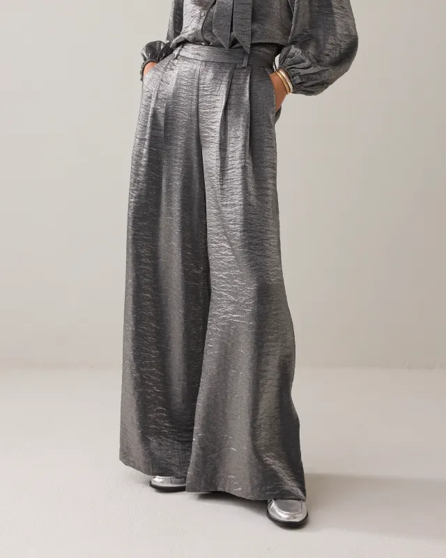 Summum Woman Trousers Metallic shine Mid grey