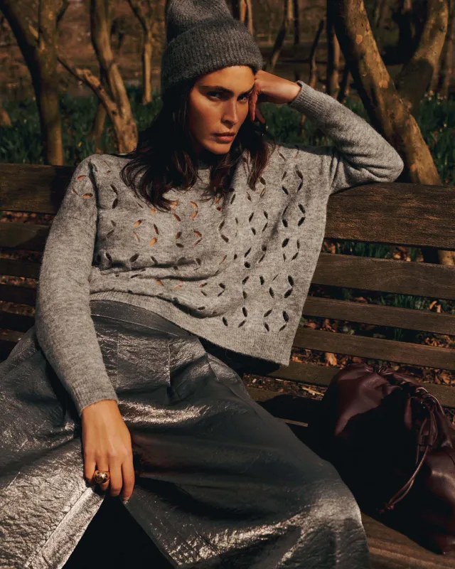 Summum Woman Sweater Stretchy wool alpaca blend k Mid grey