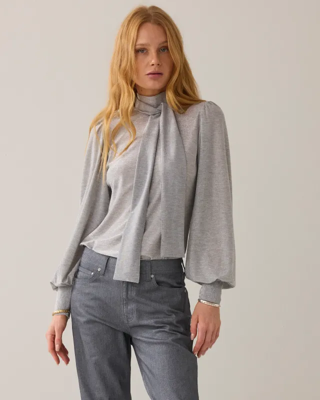 Summum Woman Top scarf Soft lurex Mid grey