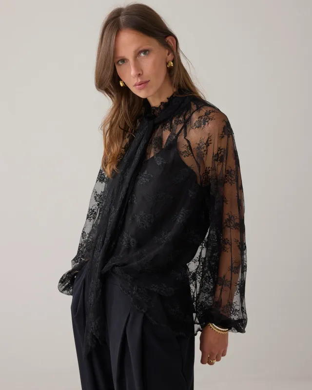 Summum Woman Top Romantic lace Black