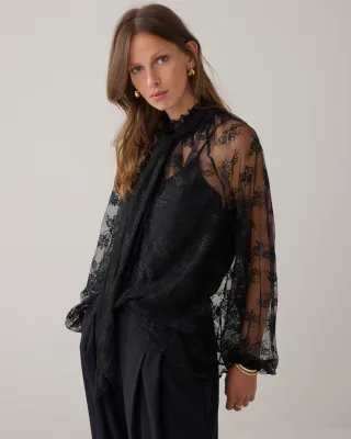 Summum Woman Top Romantic lace Black