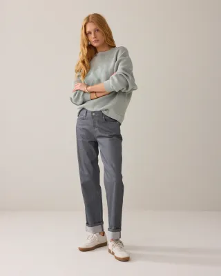 Summum Woman Pant straight Silver coated twill Mid grey