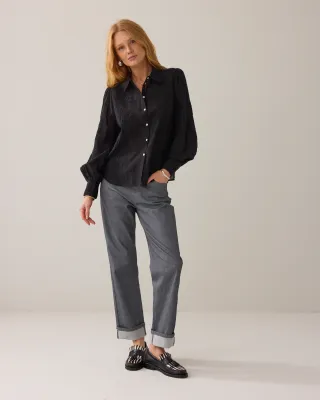 Summum Woman Blouse Sushi voile embroidered Black