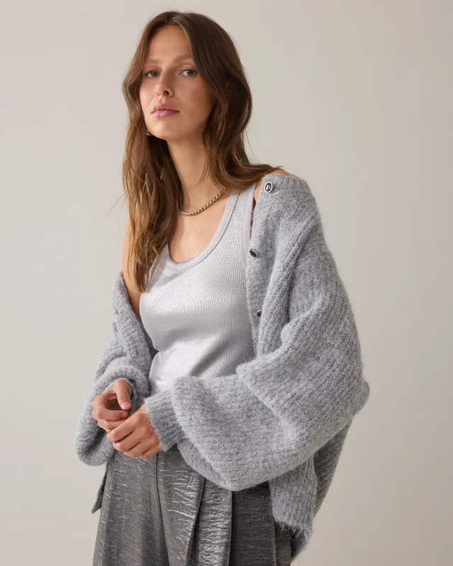 Summum Woman Rib tanktop cotton rib Mid grey