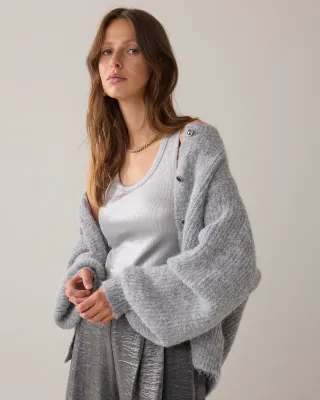 Summum Woman Rib tanktop cotton rib Mid grey