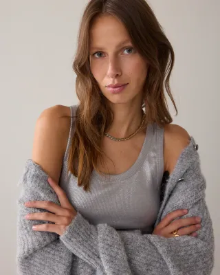 Summum Woman Rib tanktop cotton rib Mid grey