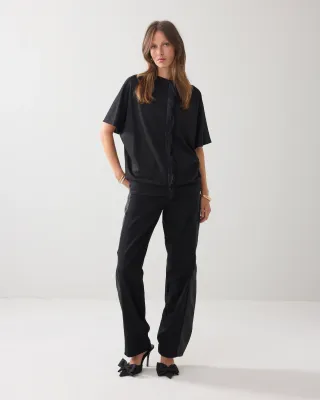 Summum Woman Top Fringes Black