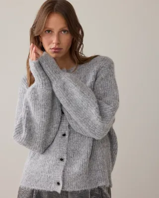 Summum Woman Cardigan Cozy melange knit Mid grey