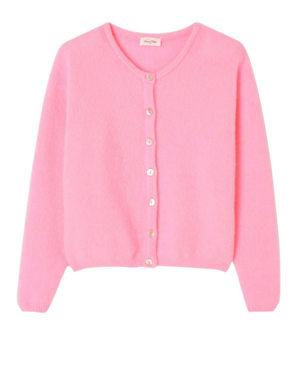 American Vintage GILET COURT ML COL ROND ROSE CHINE