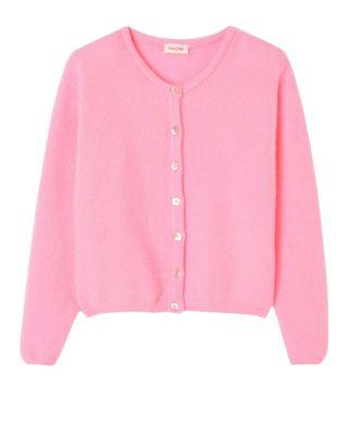 American Vintage GILET COURT ML COL ROND ROSE CHINE