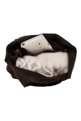 Zusss suede schoudertas chocoladebruin