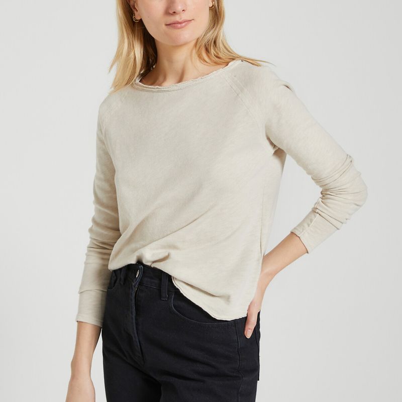 American Vintage T-SHIRT DROIT ML COL BATEAU MASTIC VINTAGE