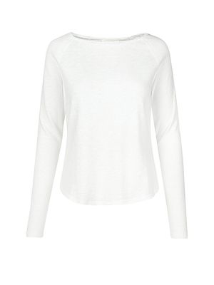 American Vintage T-SHIRT DROIT ML COL BATEAU BLANC