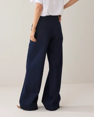 Summum Woman Jeans wide leg Cotton lurex denim Night blue denim