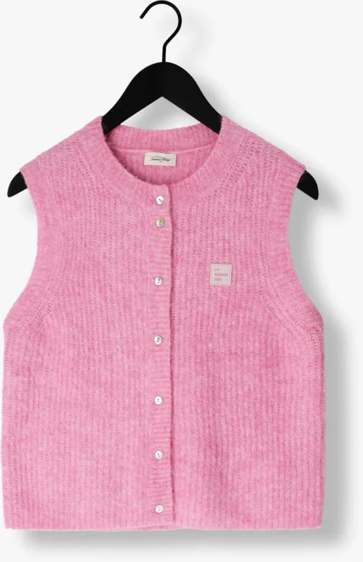 American Vintage GILET SM COL ROND ROSE BUBBLE CHINE